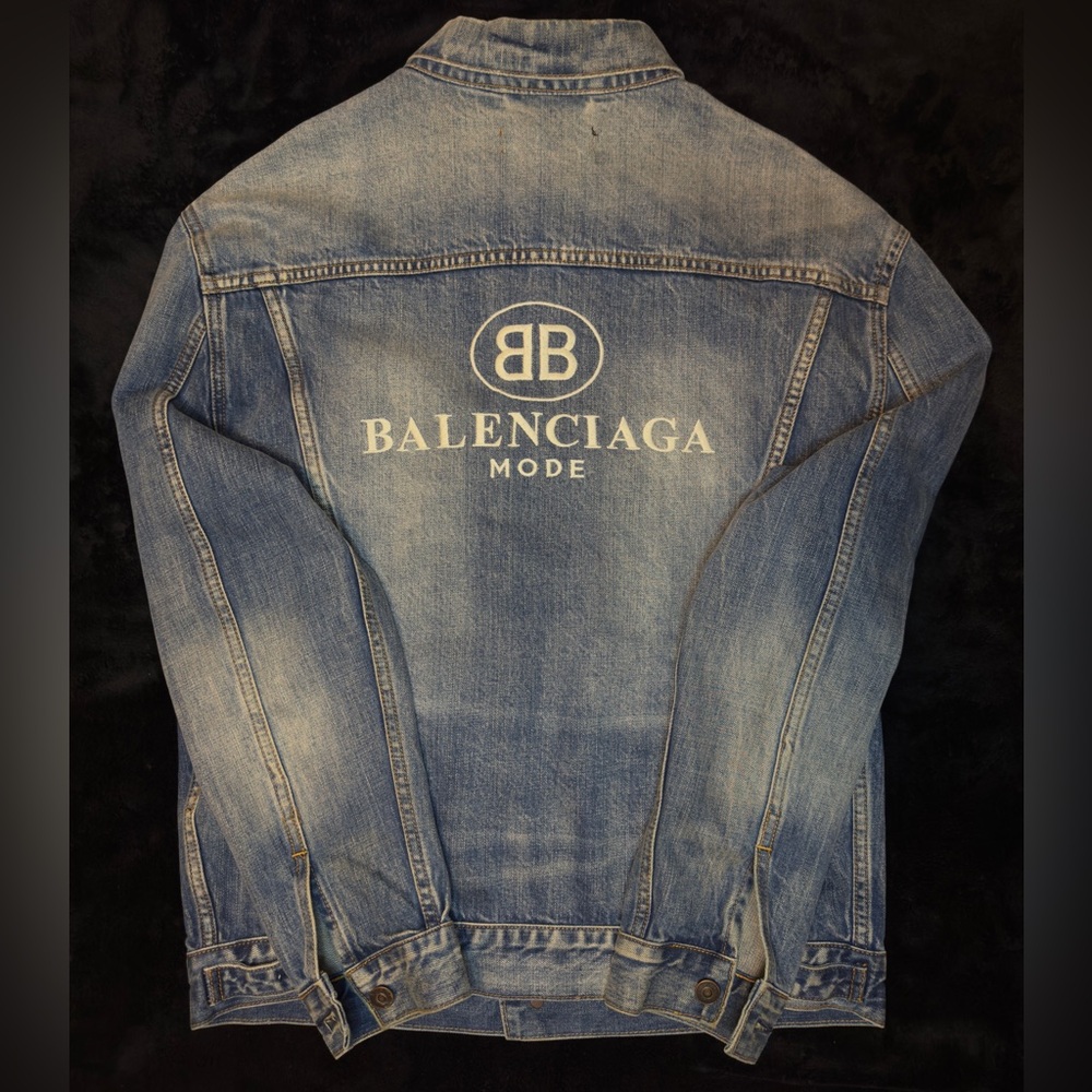 Balenciaga BB Mode Embroidered Denim Jacket AW18 Size 44 Made in Japan